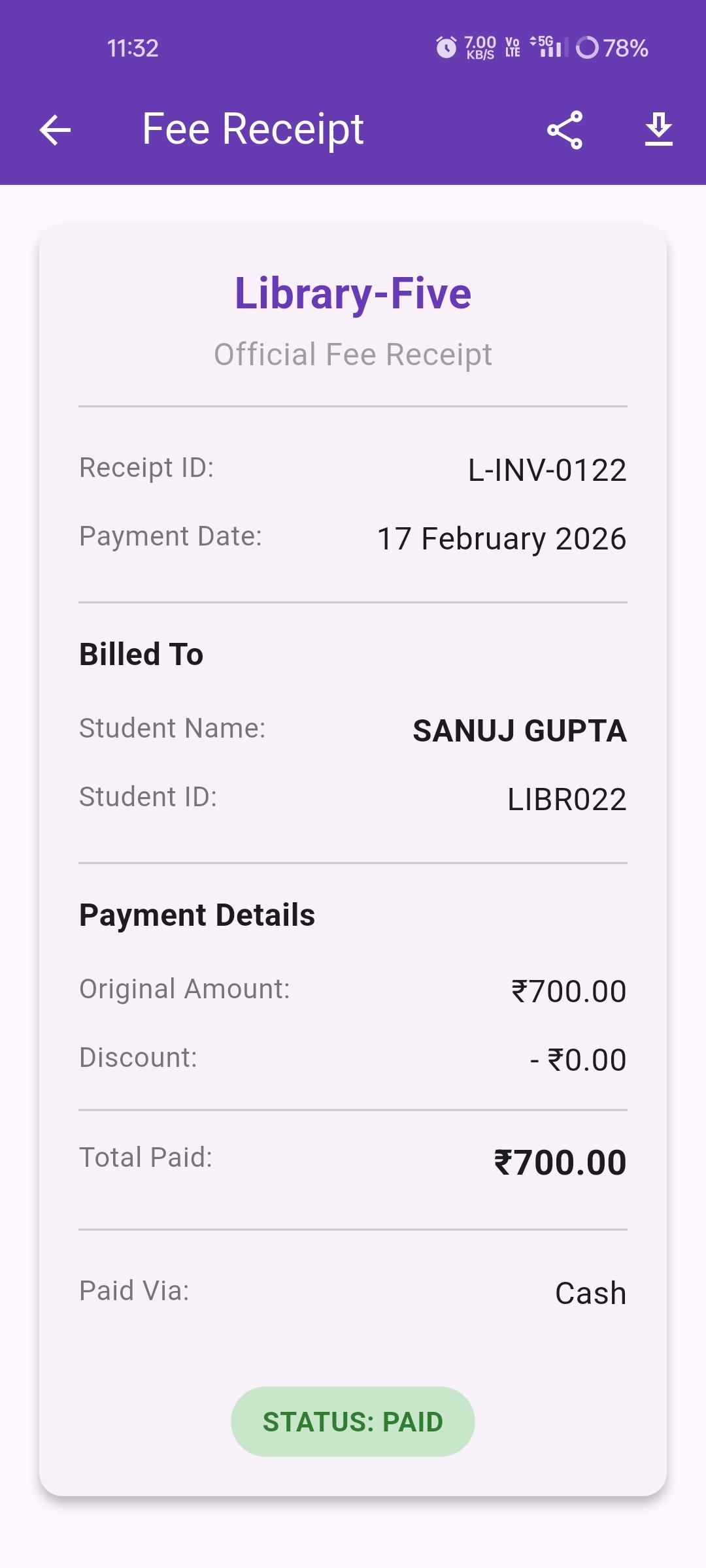 Student Fees History